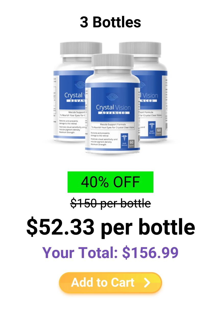 Three bottle value pack of Crystal Vision and Vision Clear Formula offering better pricing for short-term supply.